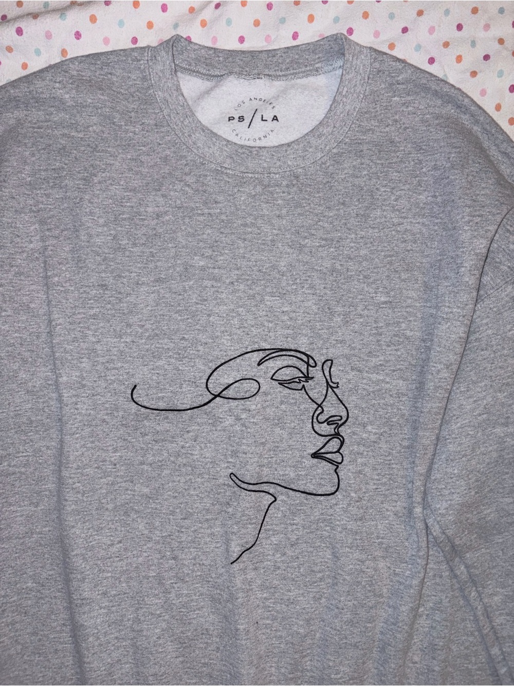 PacSun PS/LA Abstract Line Art Graphic Crewneck Sweatshirt Gray Medium - Picture 2 of 7
